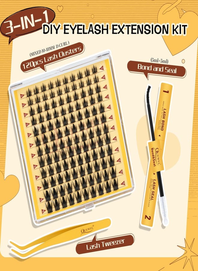 QUEWEL Manga-Lash-Clusters Kit Cute Style, 120pcs Lash-Clusters Kit Mix10-18mm Wispy Natural Invisible Band Eyelash Clusters Kit for DIY Cluster Eyelash Extensions(Manga C 3 Set) - Image 3